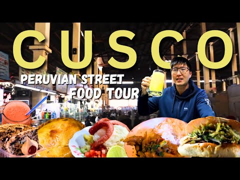 CUSCO 🇵🇪 STREET FOOD TOUR! PERUVIAN RICE AND EGGS 🍳, EMOLIENTE, LOMO SALTADO + COFFEE TRES LECHES 🍰
