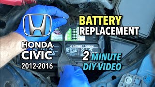 Honda Civic - Battery Replacement - 2012-2016 - 2 Minute DIY Video