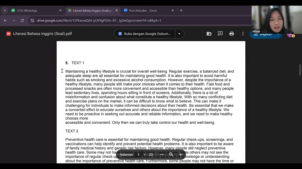 Live Class Literasi Bahasa Inggris Zypia (Kak Alifa)