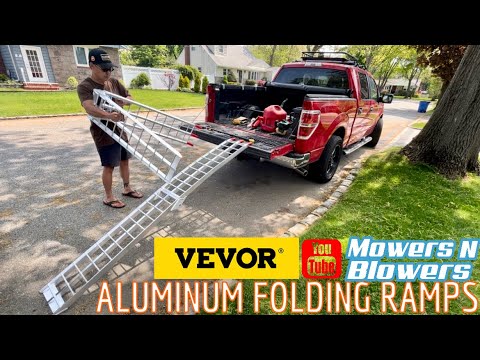 VEVOR 1500lbs Aluminum Folding Loading Arched ATV Lawn Tractor Truck Ramps w/Load Straps 89"L x 12"W