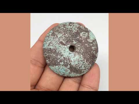 1.8" x 8mm,24.2g, Genuine Donut Natural Hubei Turquoise Gemstones Pendant,MSP108