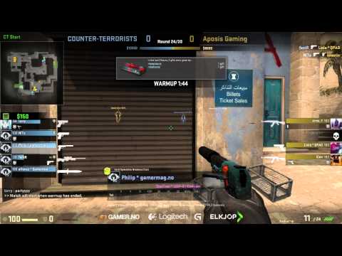 Aposis Gaming vs Gamermag.no. Ca kl 18:00Logitech CS GO Series - 1 divisjon. Cache & Miragetjnome