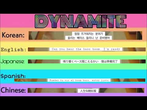 BTS DYNAMITE in 5 languages  ( Korean/English/Japanese/Spanish/Chinese  Translation)