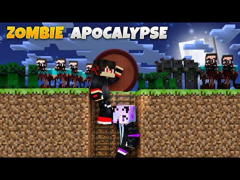 We Created bunker to survive ZOMBIE APOCALYPSE  In Minecraft