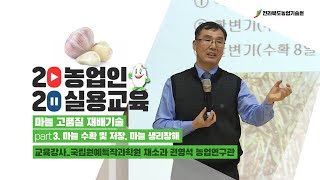 마늘 고품질 재배기술 [ part 3.  마늘 수확 및 저장, 마늘 생리장해 ]