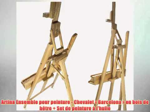 Artina Ensemble pour peinture - Chevalet « Barcelona » en bois de hêtre + Set de peinture à