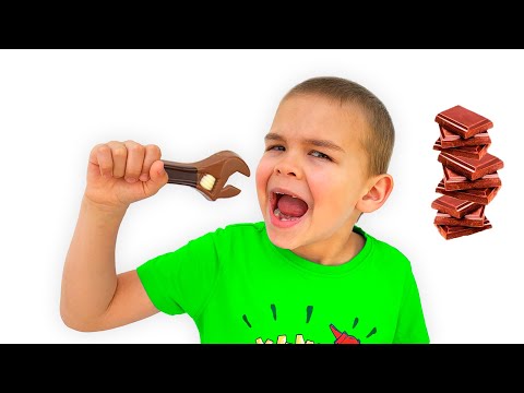 Dima and Daddy staged a chocolate challenge