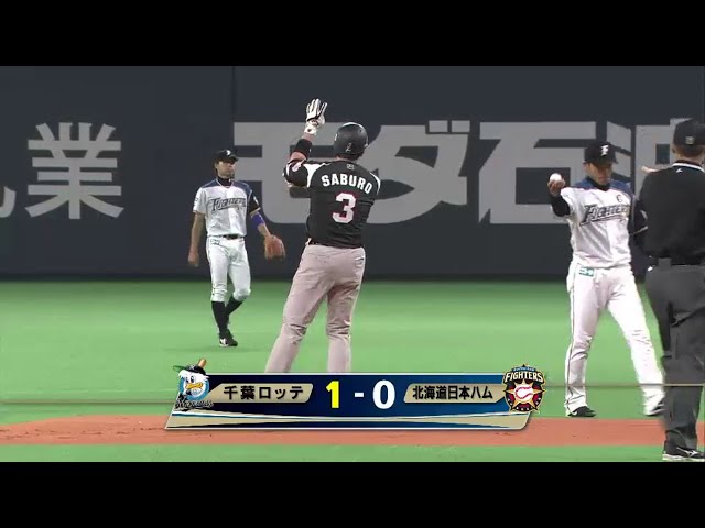 1回表 マリーンズが4番サブローの3試合連続のタイムリーで先制!! 2014/5/18 F-M
