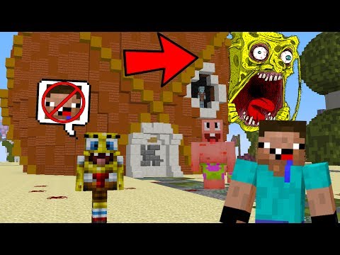 NOOB VS CREEPYPASTA KILLER SPONGEBOB.EXE MINECRAFT TROLL + ROLEPLAY