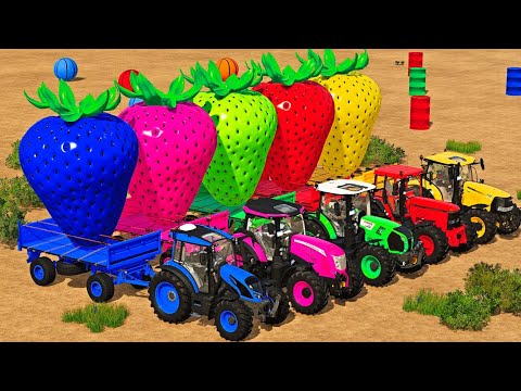CLAAS vs MCCORMICK vs JOHN DEERE vs FENDT TRACTORS BATTLE With STRAWBERRIES - Farming Simulator 2022