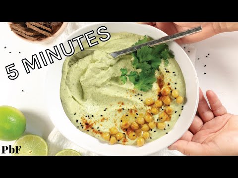 It's 5 Minute Creamy Cilantro Lime Hummus #plantbasedfolk