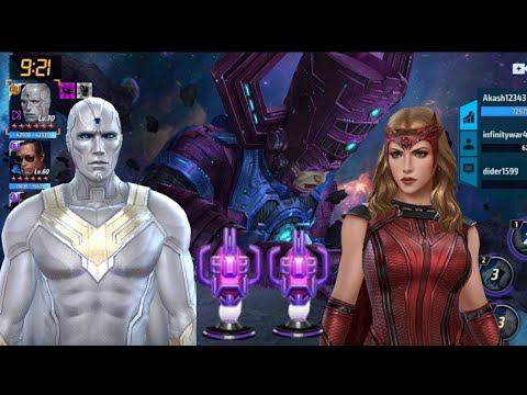 Vision VS Scarlet Witch Against Galactus | Who Can do More Faster Clear - Marvel Future Fight