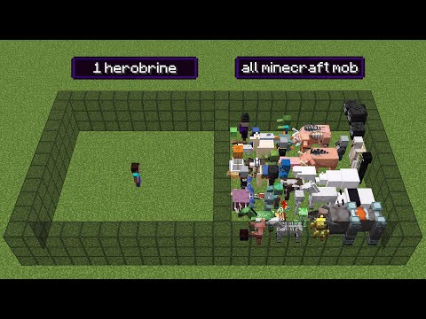 all minecraft mobs vs 1 herobrine (but herobrine has all effects) (extra golem fight)