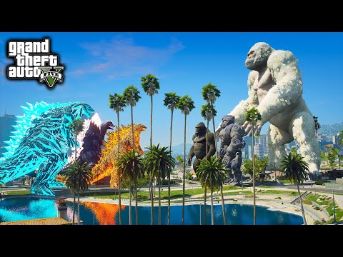 Nuclear Godzilla, Godzilla Earth, SpaceGodzilla Vs Kong, Mecha Kong, Giant George  ( GTA V Mods )