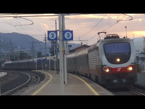 transito ICN 796 Salerno - Torino a Genova Nervi con doppia E.402b livrea FB 2.0 (151 + 141)