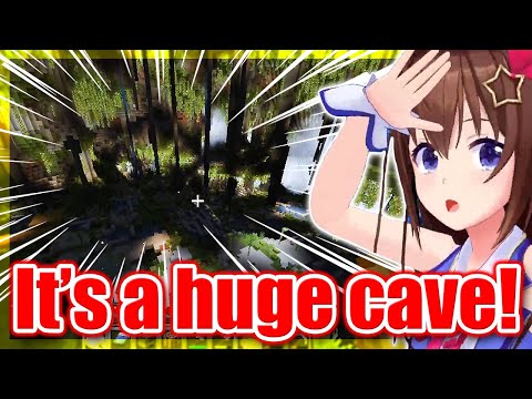 holoyume - VTuber ENG Subs ホロ夢 - Sora Finds A Humongous Lush Cave In Minecraft, Chat Panics 【ENG Sub Hololive】