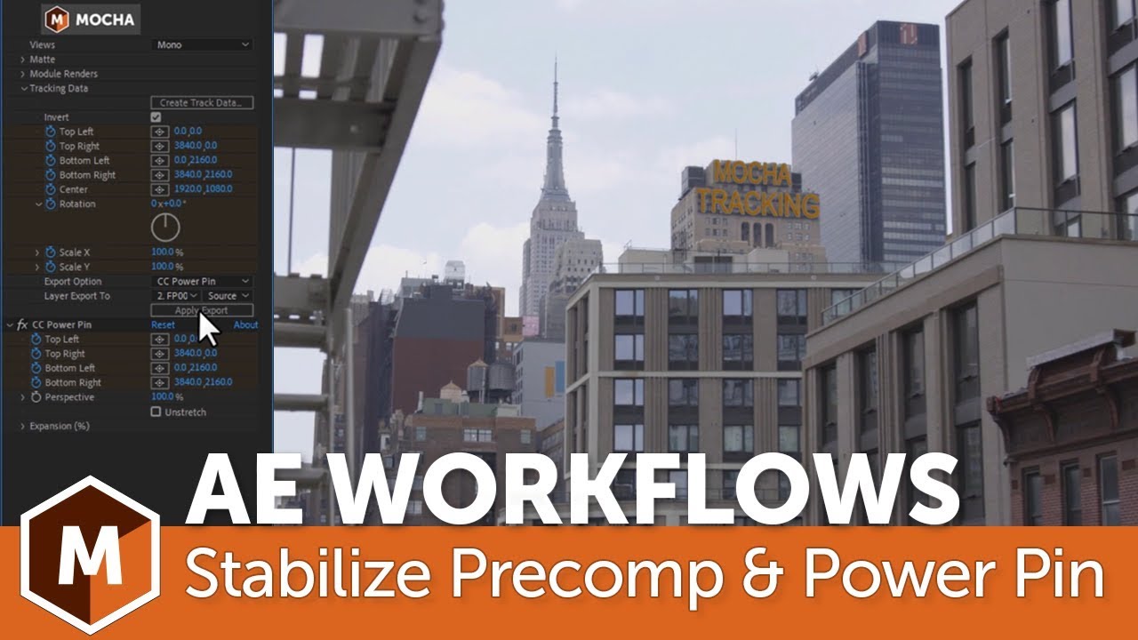 Mocha Pro and After Effects: Reverse Stabilize with Power Pin