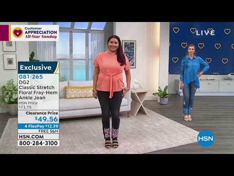 DG2 by Diane Gilman Classic Stretch Floral FrayHem Ankle...