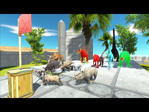 SPEED RACE DANGEROUS TUNNELS ALL DINOSAURS VS ANIMALS - Animal Revolt Battle Simulator