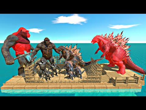 Double Boss Battle on Boat | Devil King Kong + Volcano King Kong vs Devil Gojira + Volcano Gojira