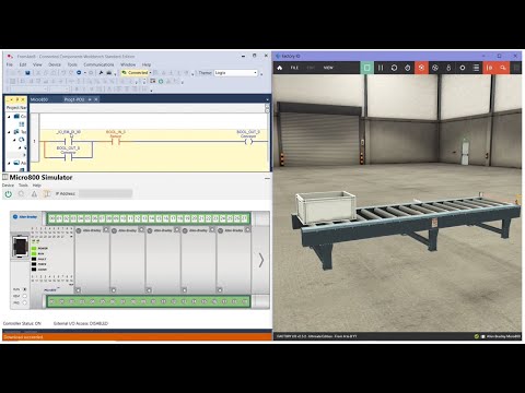 A Practical demo of connecting Factory IO with Allen Bradley simulator PLC using CCW software