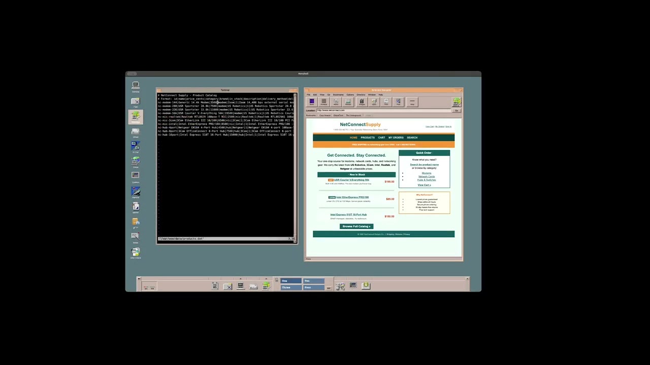 Netshell Gameplay - The 90s hacking simulator - HttpServer Pearl CGI scripts
