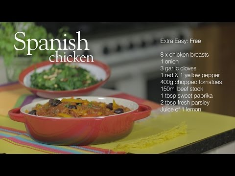 Slimming World Syn-free Spanish chicken and sauteed spinach with raisins - FREE