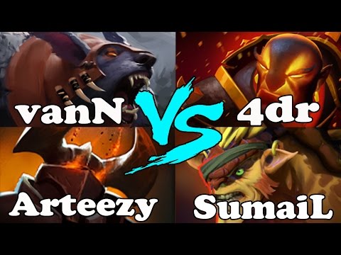 Dota 2 - Arteezy And vanN VS 4dr And SumaiL - Ranked Match Gameplay!