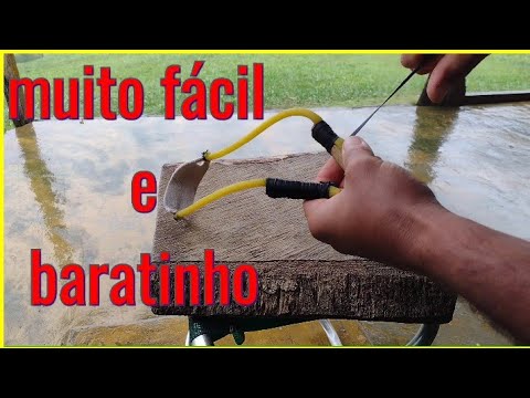 Como fazer estilingue caseiro atirar (pedra, esfera, bolinha, baladeira , bodoque) #abcdapesca