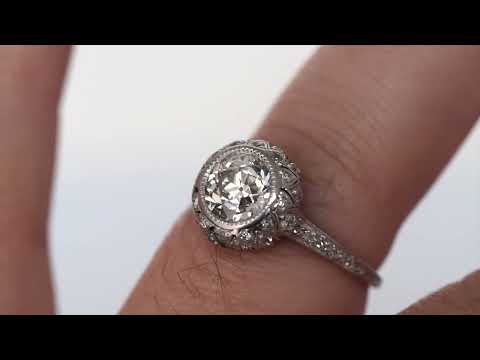 Circa 1910 Edwardian Platinum GIA 1.50ct Old European Brilliant Diamond Engagement Ring - VEG#2174