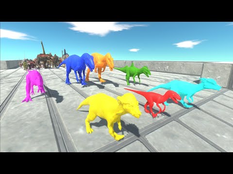 Race to eat Random Neon Dinosaurs - Animal Revolt Battle Simulator