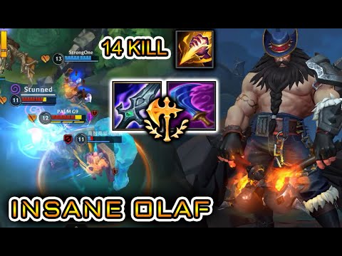 WILD RIFT OLAF UNSTOPPABLE 14 KILL WITH THIS BUILD | OLAF STILL OVER POWER JUNGLE SOLO | GAMEPLAY