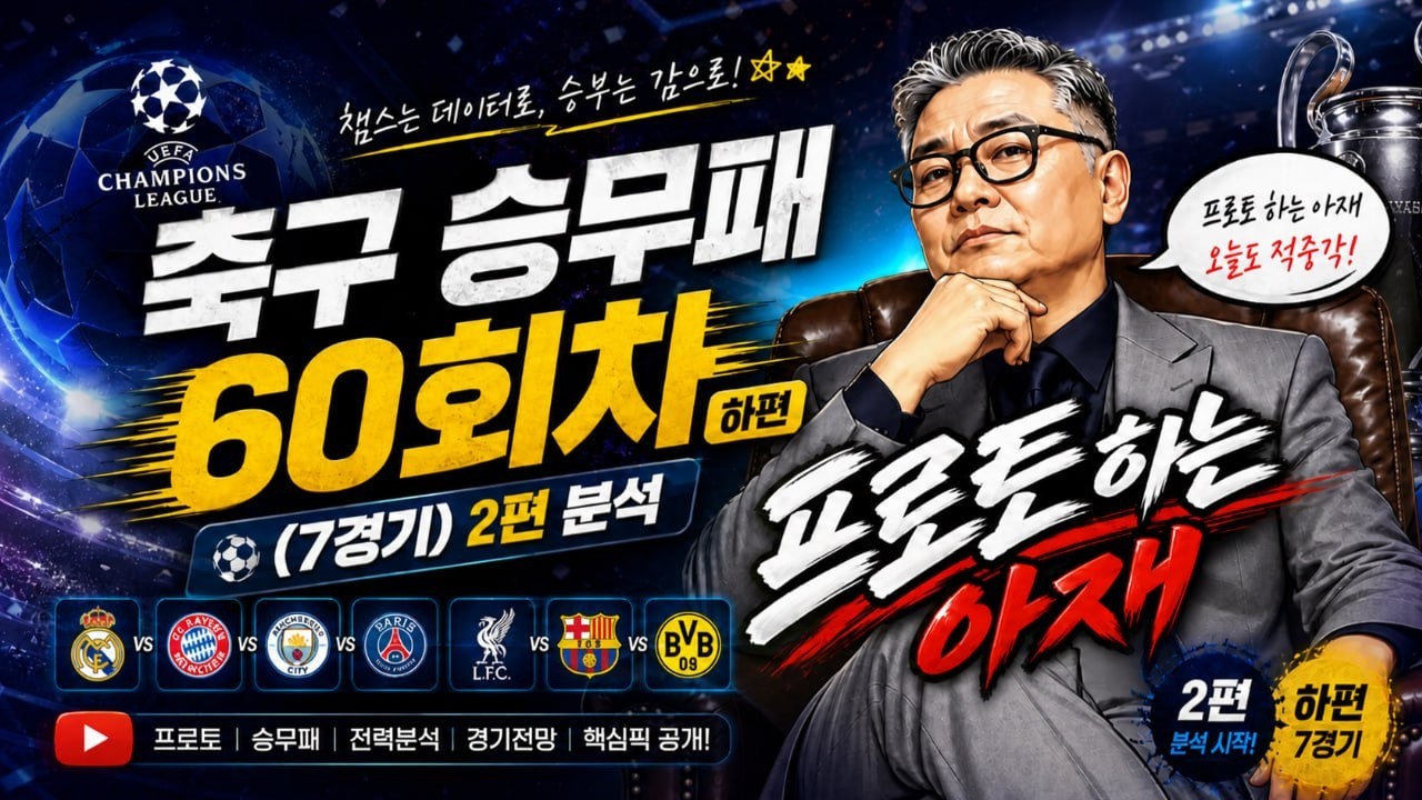 [축구 승무패] 60회차 챔스리그 7경기 2편 준비했습니다