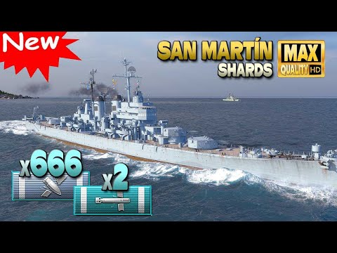 "New" cruiser San Martín on map Shards - World of Warships