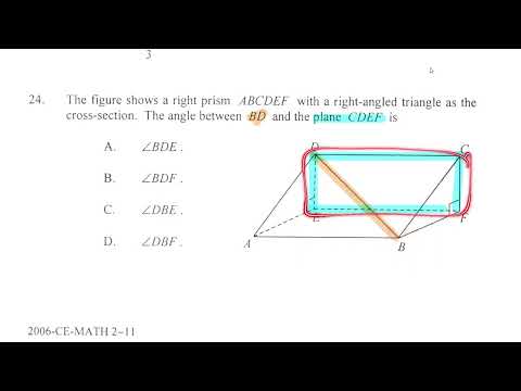 HKCEE 2006 Paper 2 Q24 Angle btw line and plane