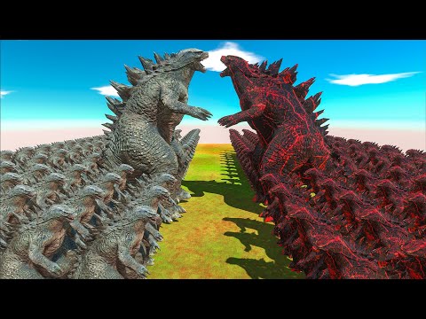 Epic Godzilla Battle | Growing Godzilla 2014 VS Devil Godzilla - Animal Revolt Battle Simulator