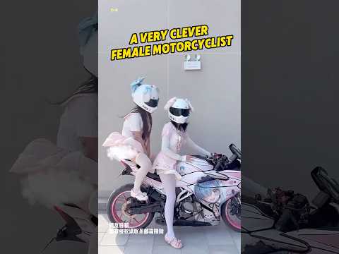 A very clever female motorcyclist