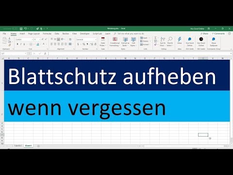 Excel Blattschutz aufheben passwort vergessen