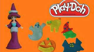 YouTube thumbnail: Halloween Play-Doh Cut Outs and Make a Play-Doh Witch Custom for Princess Anna