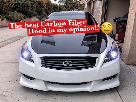 PICKED UP MY G37 VIS AMS CARBON FIBER HOOD!