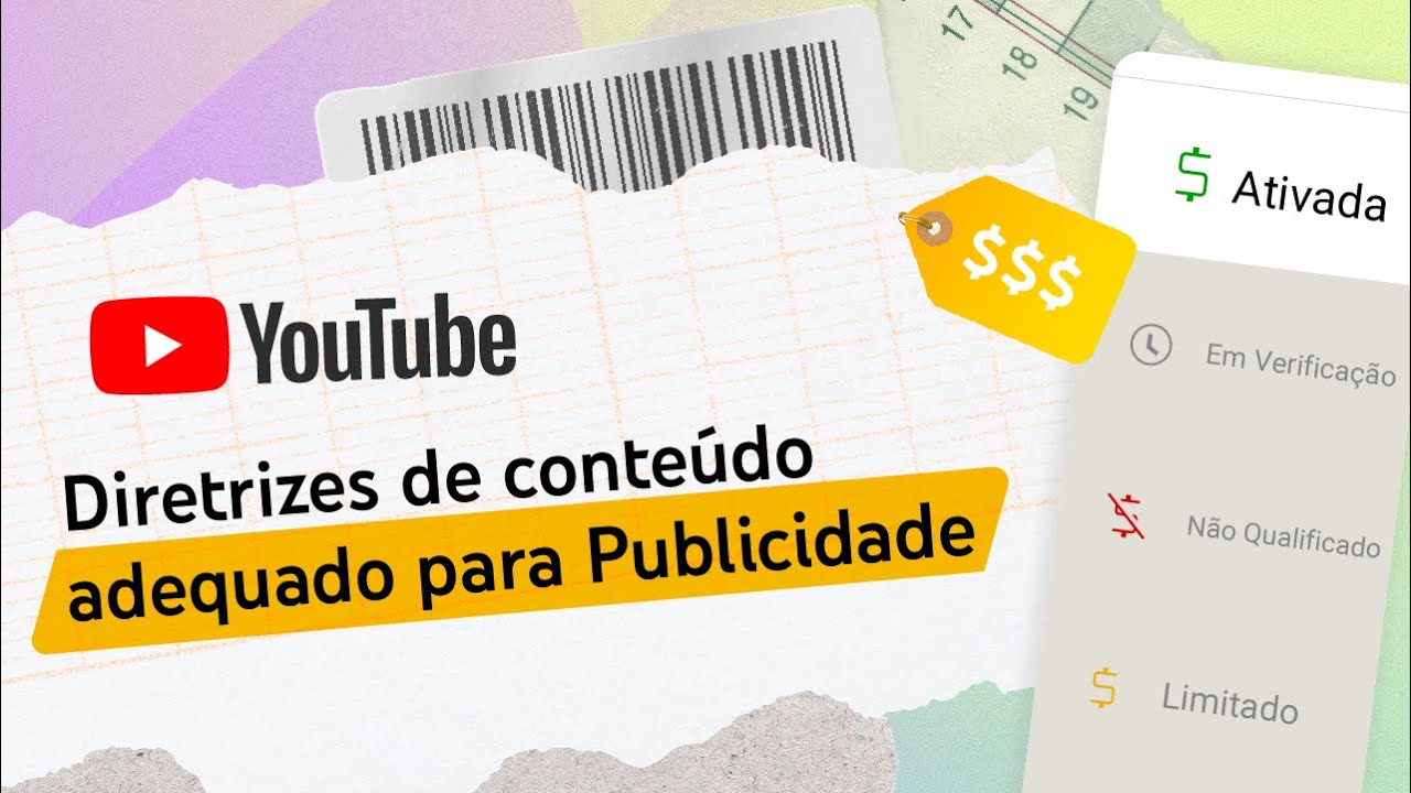 Diretrizes de conteúdo adequado para publicidade e ícones de monetização amarelos