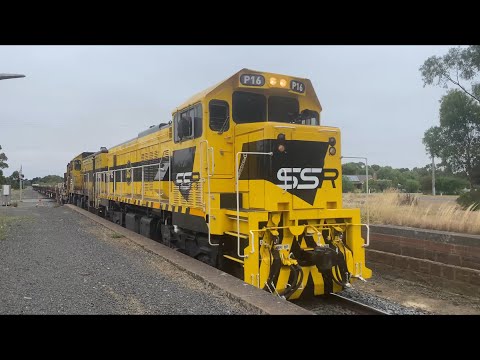 Down 9165 SSR rails with P16 and T381 heading Via Geelong towards Ballarat 29/1/2023