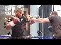 ANTHONY JOSHUA SHOWS OFF CRUSHING POWER DURING NYC OPEN WORKOUT - JOSHUA VS RUIZ