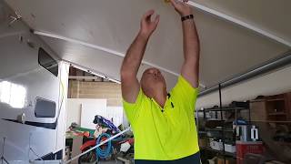 Caravan awning Anti Flap bars and rafters.   Get them, and use them.