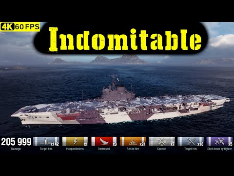 World of Warships Indomitable Replay - 3 Kills 205.6K DMG(Patch 12.8.0)