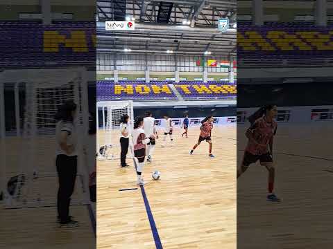 Bangladesh Women’s National Futsal Team warm-up session as they gear up for the match.