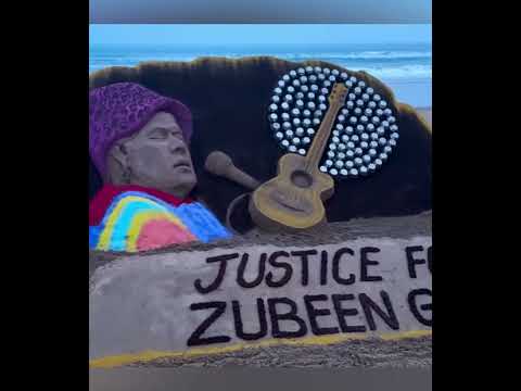 Sudarsan Pattnaik's tribute to Zubeen Garg da at Puri beach.