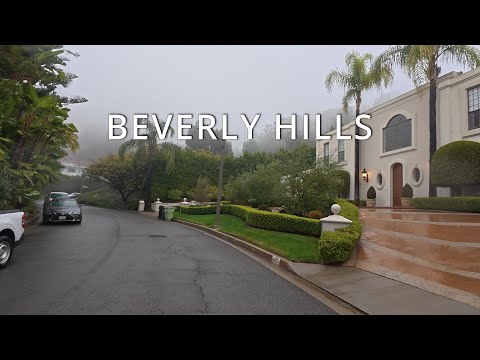 Driving in Rain, Beverly Hills, Trousdale Estates, Los Angeles