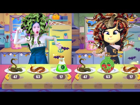 Imitate Angela Halloween Horror Version - My Talking Angela 2 In The Real Life