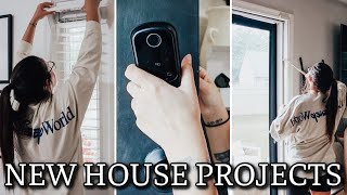 DIY SMALL HOUSE PROJECTS | HOW TO INSTALL A SMART LOCK | WEATHER STRIPPING & WINDOW FILM INSTALL
